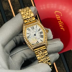 Cartier Silver Diamond 18k Rose Gold Women's Watch