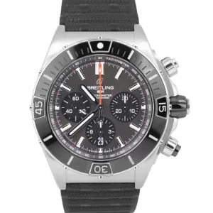 Get Breitling Super Chronomat B01 44 Black Dial Rubber Strap