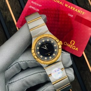 Omega Silver Gold Case with Pearl Black Dial