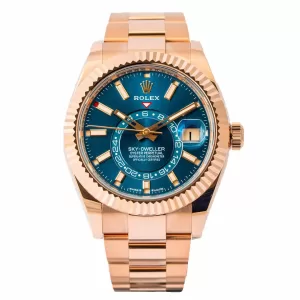 Rolex Oyster Sky Dweller Rose gold With Blue Dial Replica