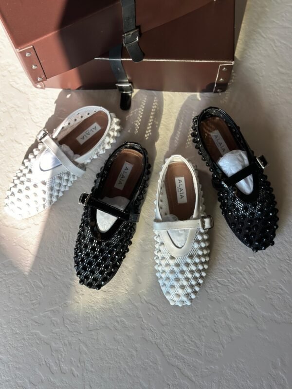 Alaïa Suede Embellished Ballet Flats