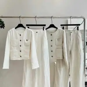 CHANEL Cropped Tweed Jacket & Trousers Coord Set