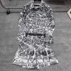 DIOR Elegant Ink Landscape Dress Set