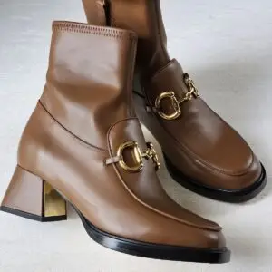 GUCCI Leather Horsebit Ankle Boots