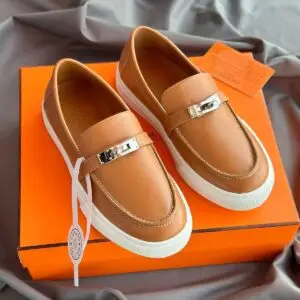 HERMES Leather Platform Slipper
