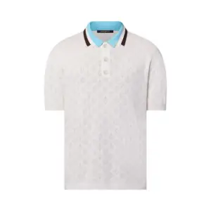 Lv Monogram Pointelle Short-Sleeved Cotton Polo