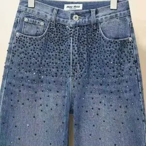 MIU MIU Crystal-Embellished Jeans