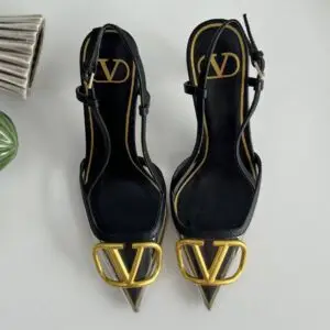 VALENTINO VLogo Stud Slingback Kitten Heels