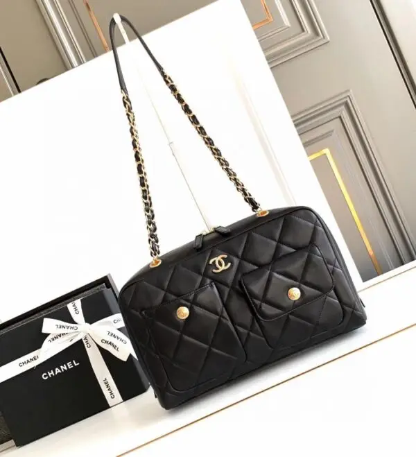 CHANEL Medium Wavy Hobo Brown Shoulder Bag