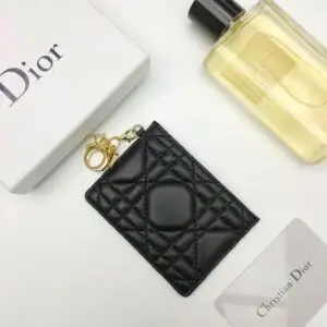 Design Black Cannage Leather Lady Card Holder - Dubai Fashion LUX