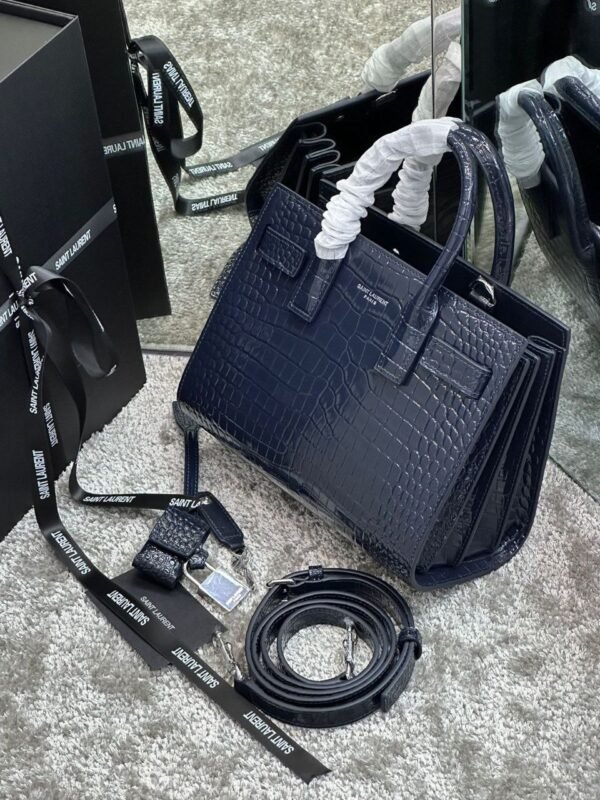 Saint Laurent Crocodile Embossed Leather Bag