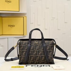 Design Boston 365 Brown FF jacquard fabric bag - Dubai Fashion LUX