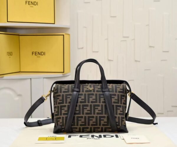 Design Boston 365 Brown FF jacquard fabric bag - Dubai Fashion LUX
