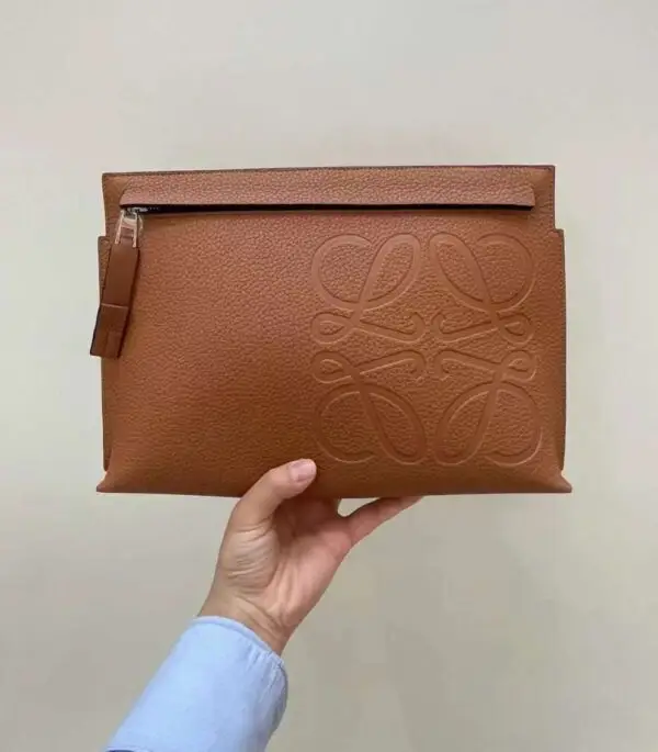 Loewe T Logo Leather Pouch