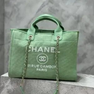 Design Pistachio Green Canvas Small Deauville Tote Bag - Dubai Fashion LUX
