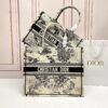Design SMALL BOOK TOTE Latte and Black Toile de Jouy Zodiac Embroidery (26.5 x 21 x 14 cm) - Dubai Fashion LUX