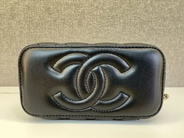 Design Top Handle Quilted Mini Vanity Rectangular Black Lambskin - Dubai Fashion LUX