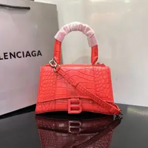 Design WOMEN'S HOURGLASS SMALL HANDBAG CROCODILE EMBOSSED IN BLACK - Dubai Fashion LUX