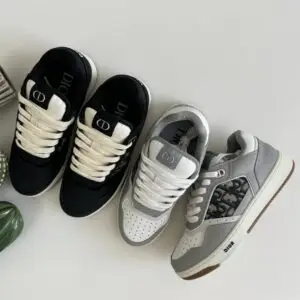 Dior B27 Gray & White Smooth Calfskin Sneakers