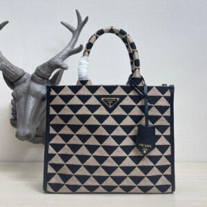 Prada Large Triangolo Jacquard Symbole Tote Bag
