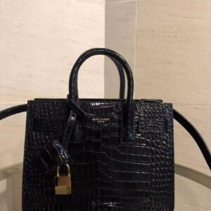 YSL Classic Croco-Textured Leather Handbag