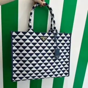 Prada Symbole Embroidered Fabric Tote Bag
