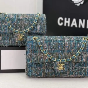Chanel Blue Mini Classic Rectangular Tweed Flap Bag