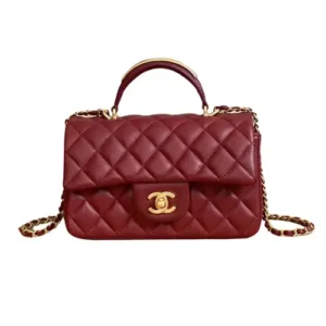 Chanel Mini Flap Bag with Top Handle gold-tone metal