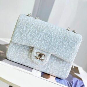 Design 9A Fashion luxury bespoke, Diamond CF bag designer satchel hand bag velvet material surface inlaid with a lot of different sizes of crystal pearls, two-letter logo -...