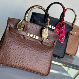 Design Birkin 35 cm handbag in brown ostrich leather - Dubai Fashion LUX