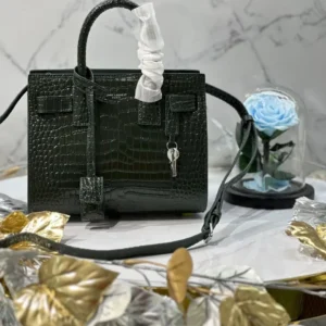 Design Black Croc Embossed Leather Nano Classic Sac De Jour Tote - Dubai Fashion LUX