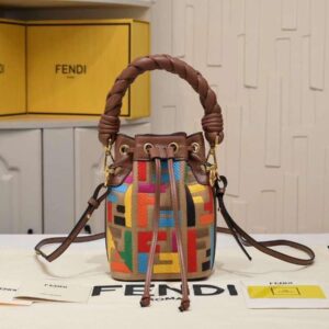 Design Canvas Vitello King is Multicolor Embroidered Mini Mon Tresor Bucket Bag Multicolor Cuoio - Dubai Fashion LUX