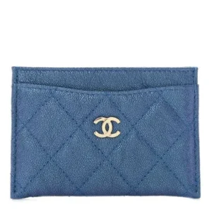 Design Iridescent Caviar Quilted Card Holder Dark - Dubai Fashion LUX