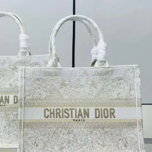 Design Medium BOOK TOTE Gold-Tone and White Butterfly Around The World Embroidery - Dubai Fashion LUX