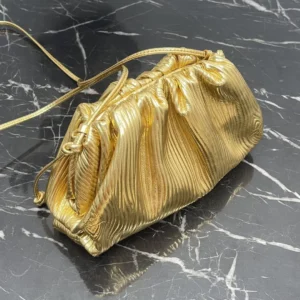 Design Metallic Gold Bark Leather Mini The Pouch Bag - Dubai Fashion LUX