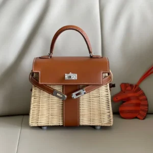 Design Mini Kelly 20 Bag Picnic Barenia & Osier - Dubai Fashion LUX