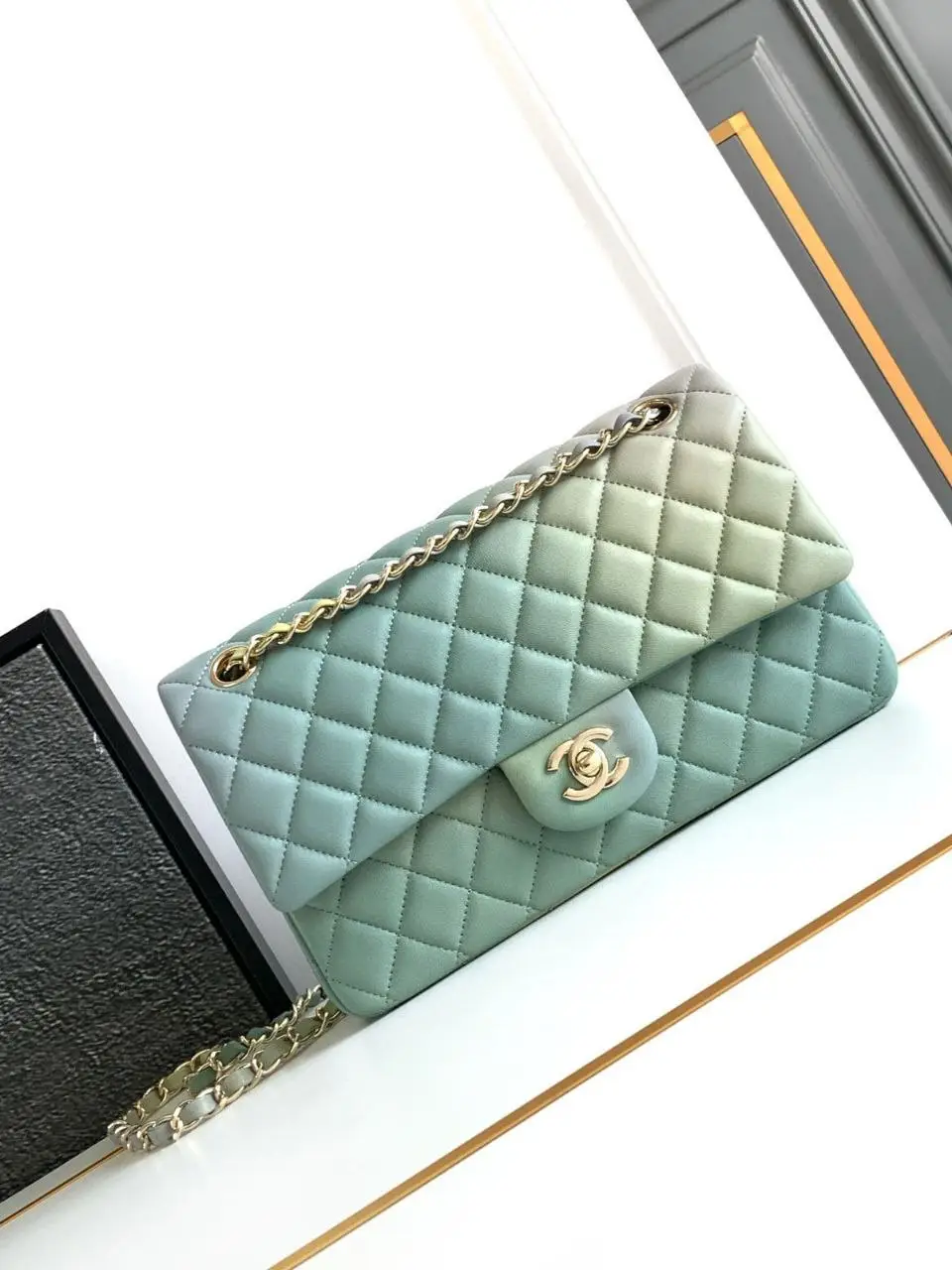 Design Mint Green Quilted Caviar Leather Medium Classic Double Flap Bag - Dubai Fashion LUX
