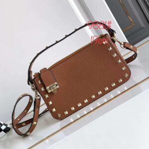 Design Pebbled Calfskin Small Rockstud Flip Lock Shoulder Bag Selleria - Dubai Fashion LUX