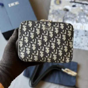 Design Pouch with Strap Shoulder Bag Beige Black Oblique Jacquard - Dubai Fashion LUX