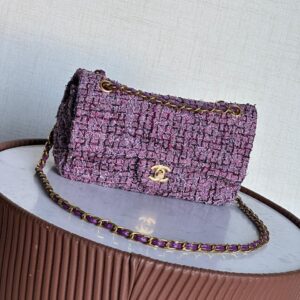 Design Purple Sequin Tweed Medium Classic Flap Bag Handbag Rare Cruise - Dubai Fashion LUX