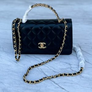 Design Shiny Caviar Quilted Pick Me Up Wallet On Chain WOC - Dubai Fashion LUX