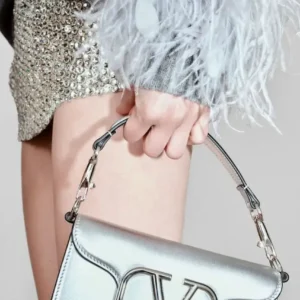 Design SILVER METAL LEATHER LOCO' SMALL SHOULDER BAG - Dubai Fashion LUX
