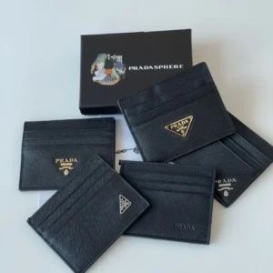 Design Triangle Logo-Plaque Saffiano-Leather Cardholder - Dubai Fashion LUX