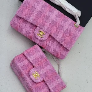 Design Tweed Quilted Mini Top Handle Rectangular Flap Dark - Dubai Fashion LUX