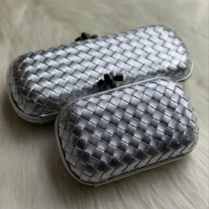 Design Velvet Intreccio Impero Ayers Knot Clutch Gray - Dubai Fashion LUX