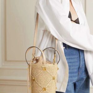 Valentino Roman Stud Buckle Bag – Luxury Leather Bucket Bag with Gold Studs