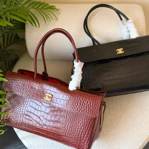 Chanel Crocodile-Embossed Calfskin Handbag