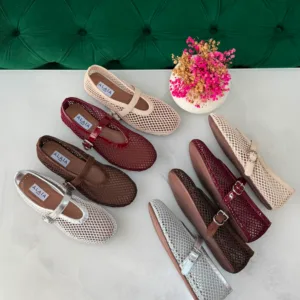Alaïa Fishnet Mary Jane ballet flats