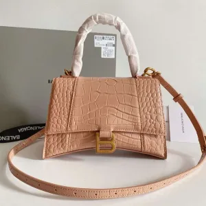 Balenciaga Hourglass Bag Crocodile Leather Light Pink