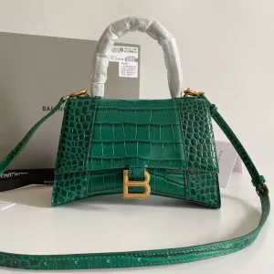 Balenciaga Hourglass Bag Crocodile Leather Green